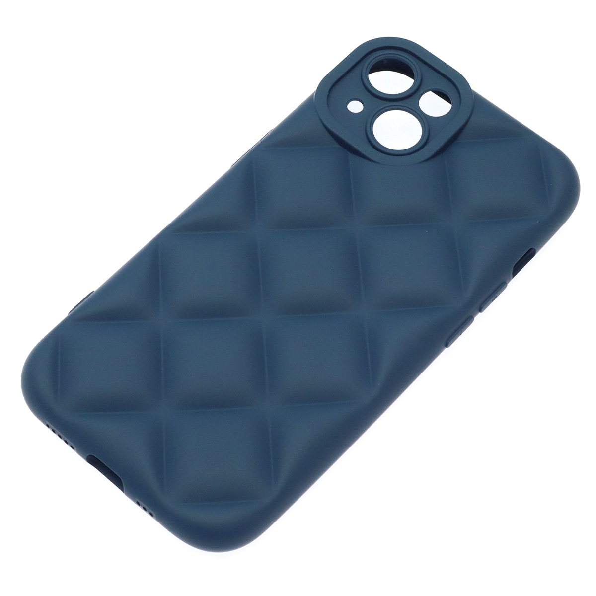 Чехол накладка для APPLE iPhone 14 (6.1"), силикон, 3D ромб, цвет темно синий