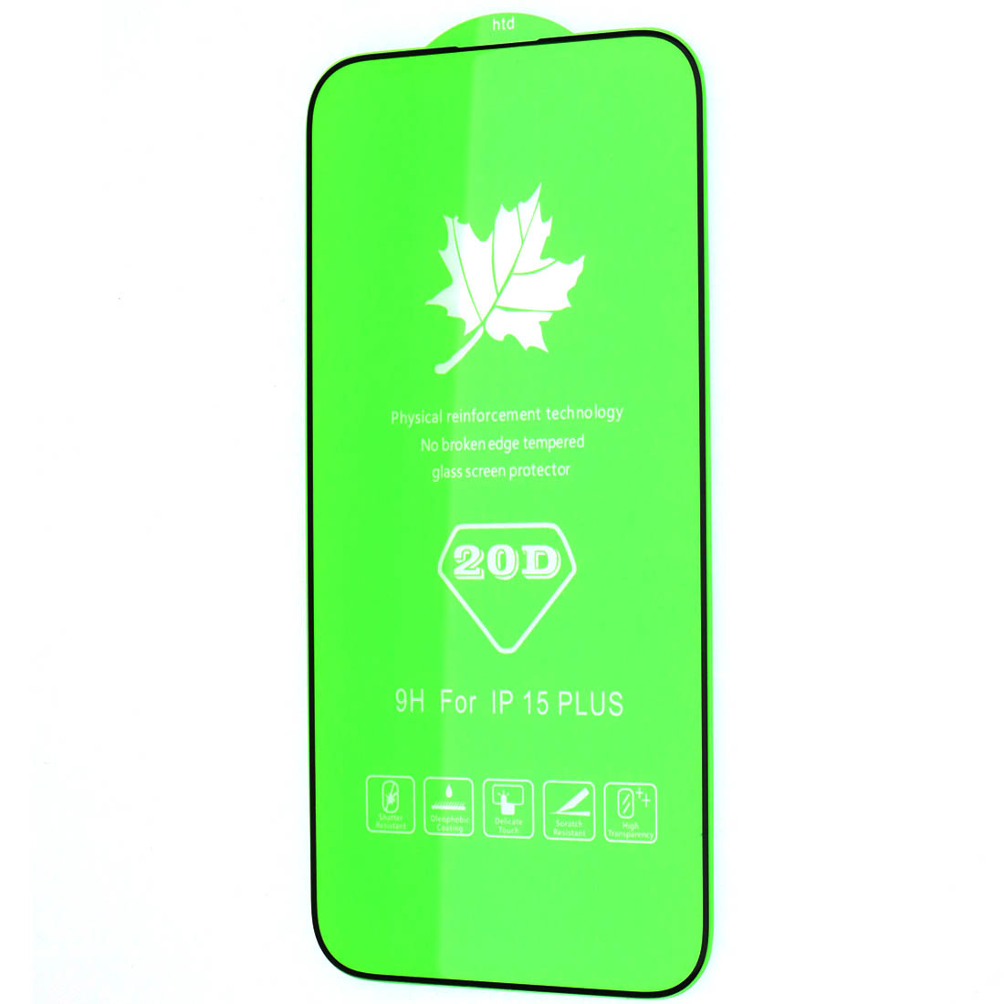 Защитное стекло 20D для APPLE iPhone 15 Plus (6.7"), цвет окантовки черный