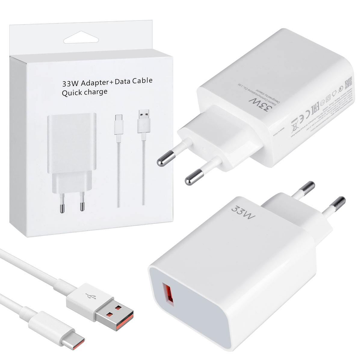 СЗУ (Сетевое зарядное устройство) MDY-11-EZ с кабелем USB Type C, 33W, 1 USB, длина 1 метр, цвет белый