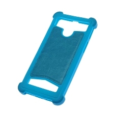 Чехол накладка универсальная 4.0 - 4.5 дюймов, силикон, экокожа, цвет голубой
