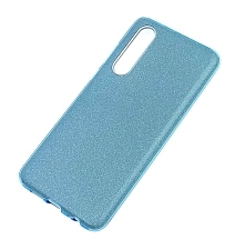 Чехол накладка Shine для HUAWEI P30, силикон, блестки, цвет голубой.