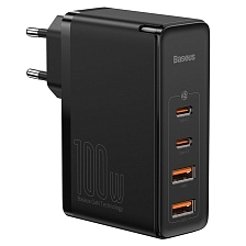 СЗУ (Сетевое зарядное устройство) BASEUS Gan2 Pro CCGAN2P-L01 с кабелем USB Type C на USB Type C, 100W, 2 USB Type C, 2 USB, QC4.0, длина 1 метр, цвет черный
