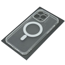 Чехол накладка Magnetic с поддержкой MagSafe для APPLE iPhone 14 Pro Max, силикон, защита камеры, цвет прозрачный Чехол накладка Magnetic с поддержкой MagSafe для APPLE iPhone 14 Pro Max, силикон, защита камеры, цвет прозрачный