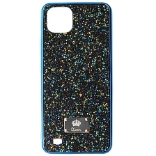 Чехол накладка Queen для Realme C20, Realme C11 2021, силикон, стразы, цвет синий Чехол накладка Queen для Realme C20, Realme C11 2021, силикон, стразы, цвет синий