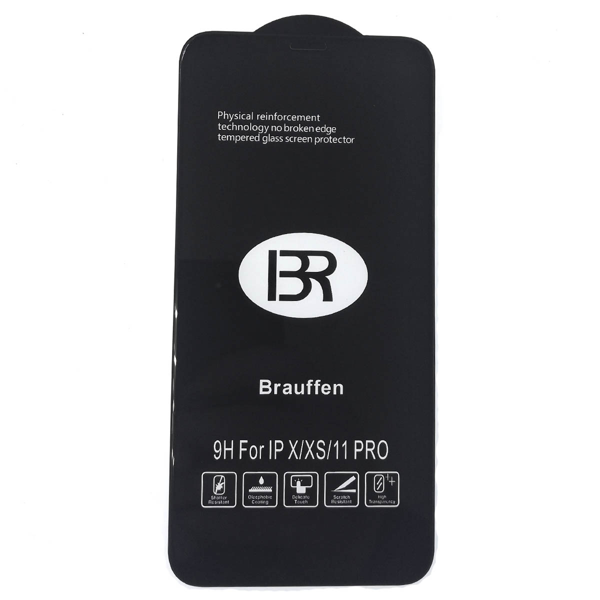 Защитное стекло 5D BRAUFFEN для APPLE iPhone X, iPhone XS, iPhone 11 Pro (5.8"), цвет окантовки черный