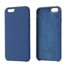Чехол накладка Silicon Case для APPLE iPhone 6, iPhone 6S, силикон, бархат, цвет стальной синий