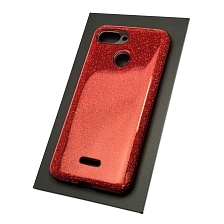 Чехол накладка Shine для XIAOMI Redmi 6, силикон, блестки, цвет красный