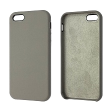 Чехол накладка Silicon Case для APPLE iPhone 5, iPhone 5S, iPhone SE, силикон, бархат, цвет серый