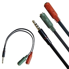 Разветвитель AUX KY57 на наушники 3,5 Jack и микрофон 3,5 Jack, силикон, цвет черный