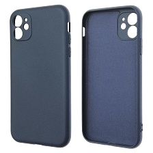 Чехол накладка NANO для APPLE iPhone 11, силикон, бархат, цвет темно синий