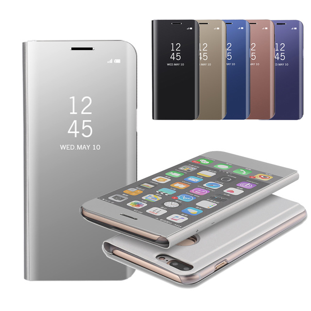 Чехол-книга Clear View standing Cover крышка-зеркало для SAMSUNG Galaxy J6 Plus 2018 цвет серебро.