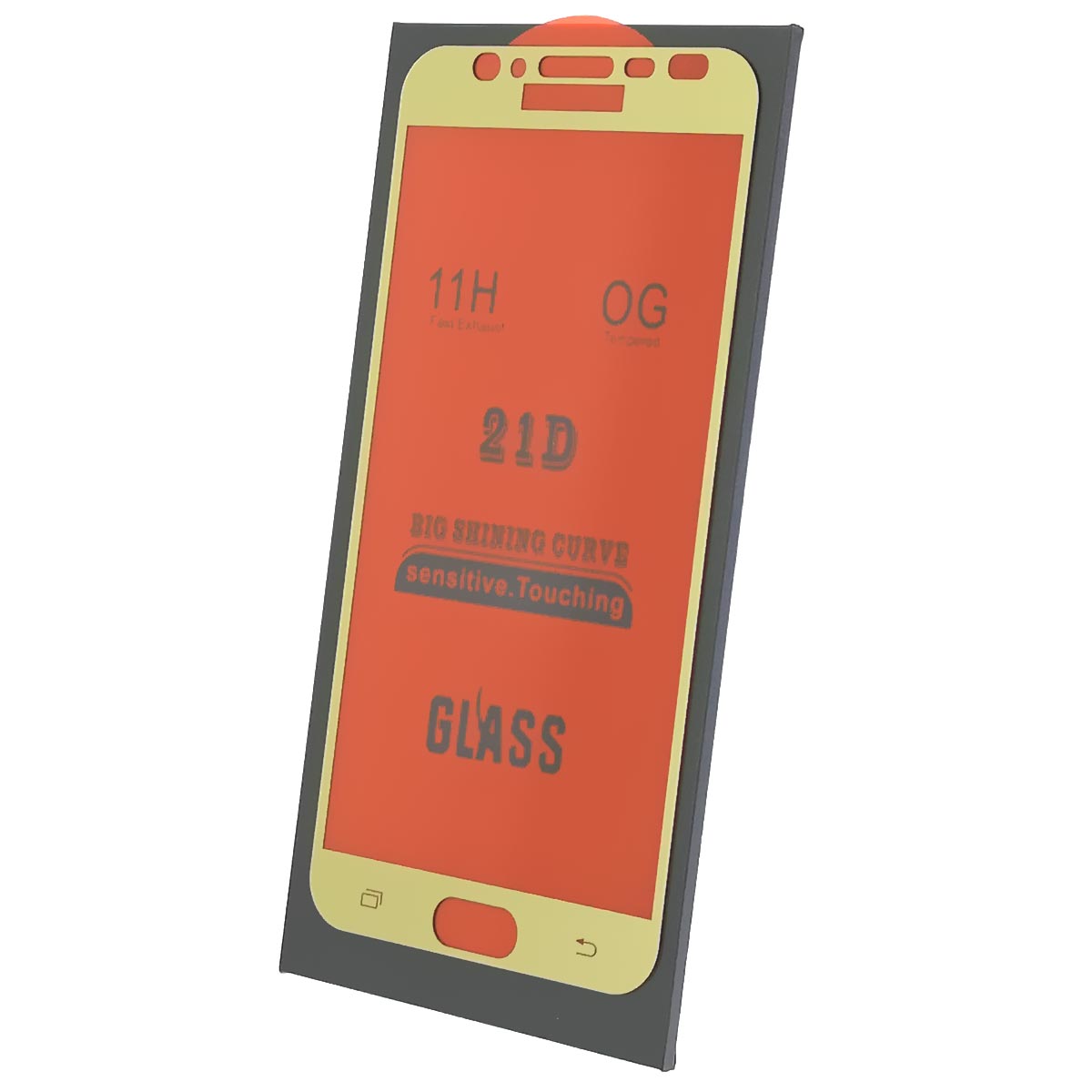 Защитное стекло 21D для SAMSUNG Galaxy J4 2018 (SM-J400F), цвет окантовки золотистый