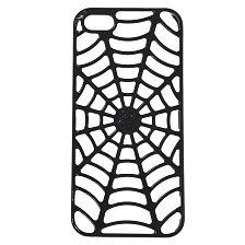 Чехол накладка для APPLE iPhone 5, iPhone 5S, iPhone SE, пластик, имитация паутины, цвет черный