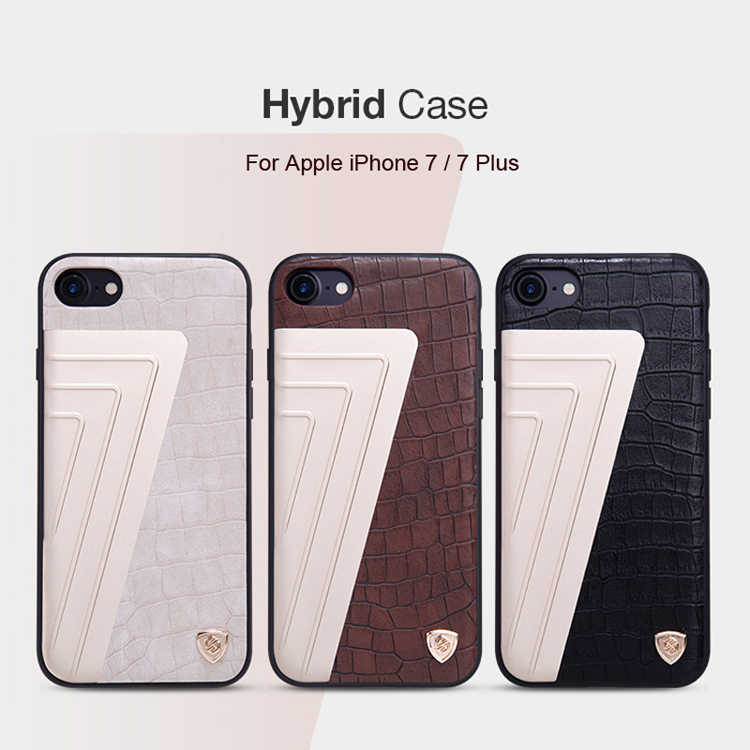 HYBRID чехол-накладка Nillkin для iPhone 7 plus /имитация-кожа крокодила/ слонов.кость-черный.