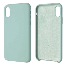 Чехол накладка Silicon Case для APPLE iPhone X, iPhone XS, силикон, бархат, цвет светло бирюзовый