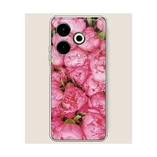 Чехол накладка для TECNO Pova 6 Neo 4G, защита камеры, силикон, рисунок Прекрасные пионы