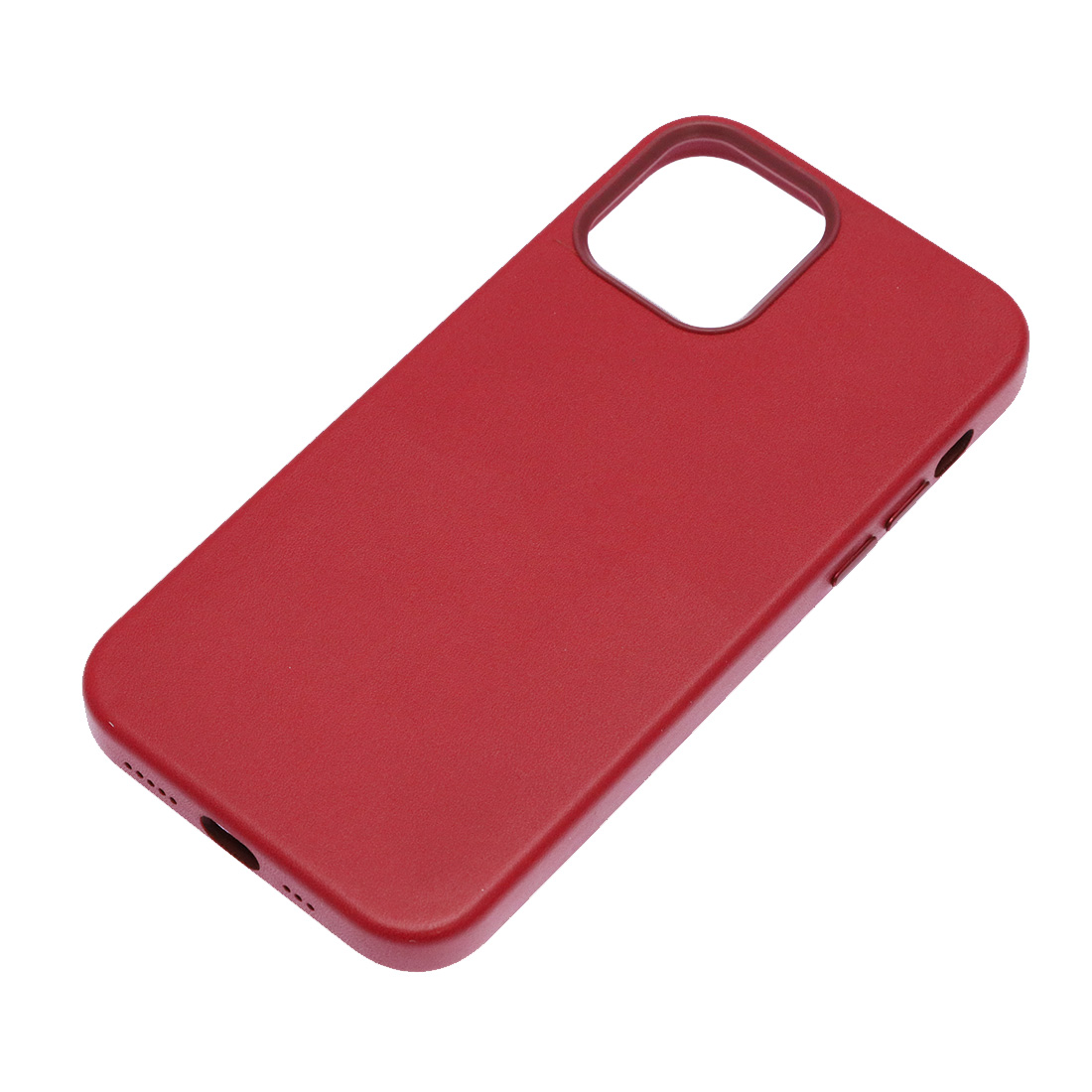 Чехол накладка Leather Case с поддержкой MagSafe для APPLE iPhone 12 Pro, силикон, бархат, экокожа, цвет малиновый