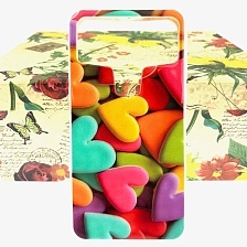 Чехол-накладка универсальная для 5.0" дюймов силиконовая, рисунок "Сердечки".