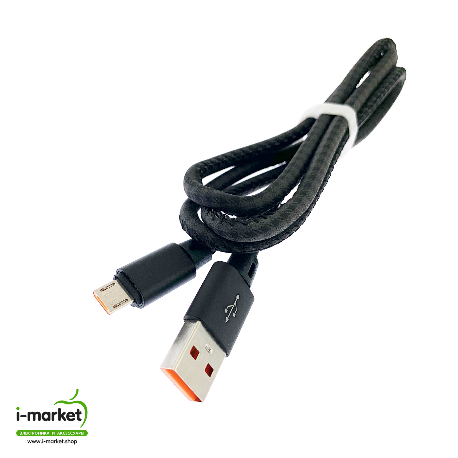USB Дата кабель A88 для заряда и синхронизации, тип Micro-USB, в армированной под кожу оболочке, длина 1 метр, цвет черный.