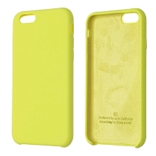 Чехол накладка Silicon Case для APPLE iPhone 6, iPhone 6S, силикон, бархат, цвет лимонный.