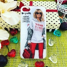 Чехол накладка для APPLE iPhone 7, iPhone 8, iPhone SE 2020, силикон, блестки, рисунок девушка Be Pretty