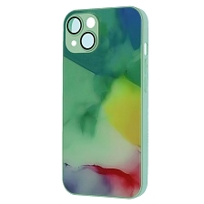 Чехол накладка AG Glass case для APPLE iPhone 14 (6.1"), силикон, стекло, защита камеры, цвет светло зеленый