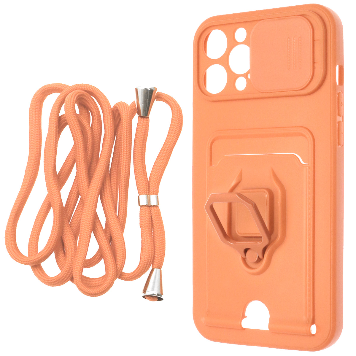 Чехол накладка MULTI FUNCTION 4 в 1 для APPLE iPhone 12 Pro MAX (6.7), цвет персиковый