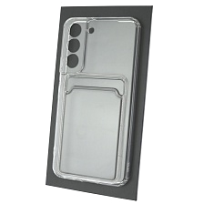 Чехол накладка CARD CASE для SAMSUNG Galaxy S22, силикон, отдел для карт, цвет прозрачный