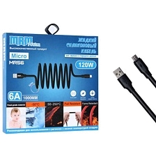 USB Дата кабель MRM MR56m, Micro USB, силикон, длина 1 метр, 120W, 6.0 A, цвет черный USB Дата кабель MRM MR56m, Micro USB, силикон, длина 1 метр, 120W, 6.0 A, цвет черный
