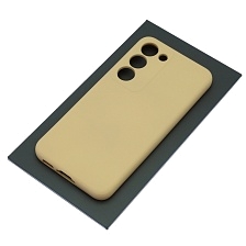 Чехол накладка Silicon Cover для SAMSUNG Galaxy S23, защита камеры, силикон, бархат, цвет молочный