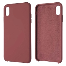 Чехол накладка Silicon Case для APPLE iPhone XS MAX, силикон, бархат, цвет красная роза