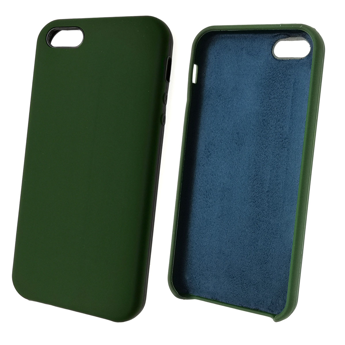 Чехол накладка Silicon Case для APPLE iPhone 5, 5S, SE, силикон, бархат, цвет болотный
