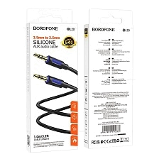 Кабель AUX BOROFONE BL20 True Jack 3.5 мм (папа) на Jack 3.5 мм (папа), длина 1 метр, цвет черно синий