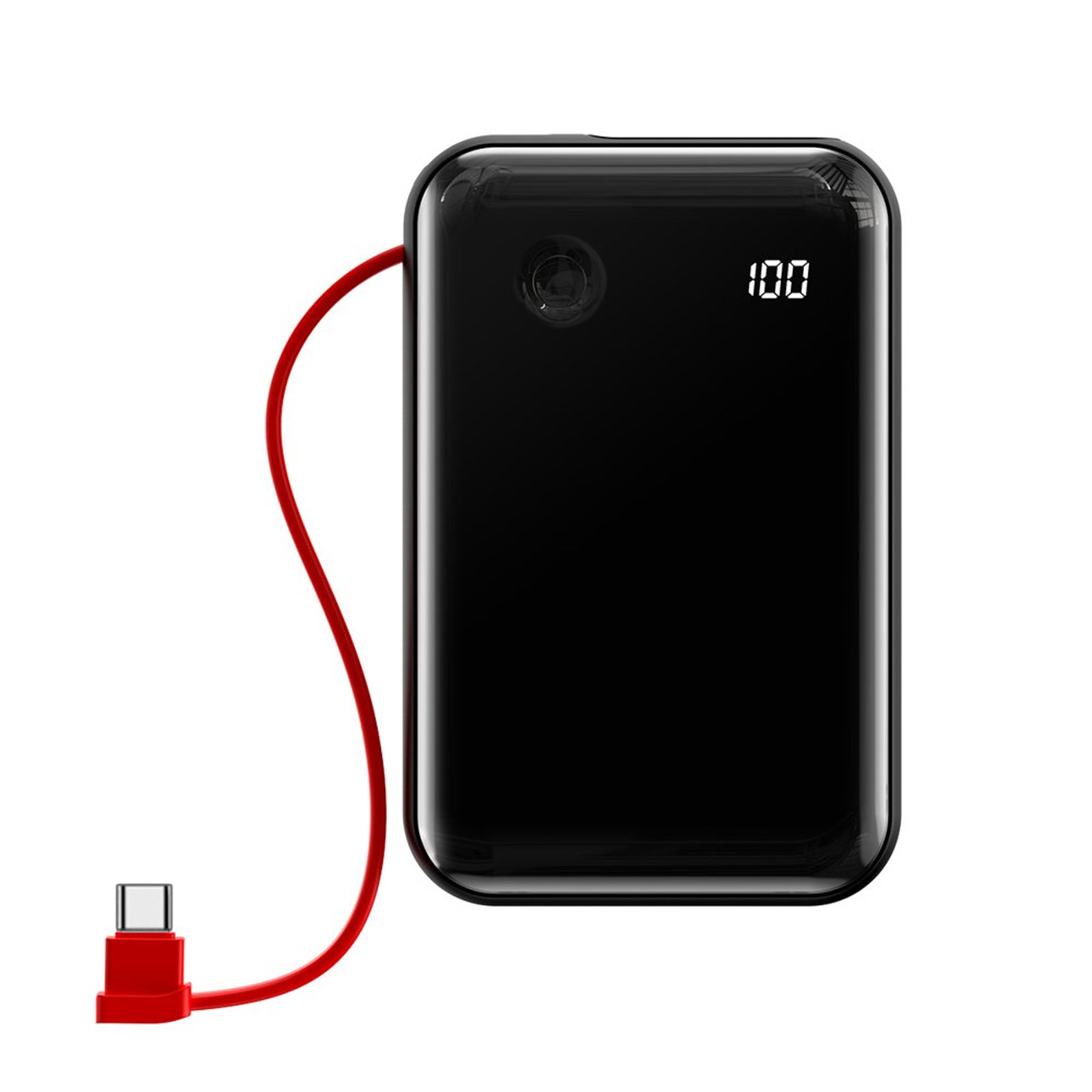 Внешний аккумулятор, Power Bank BASEUS Mini S Digital Display, 10000 mAh, с кабелем Type-C, цвет черно красный