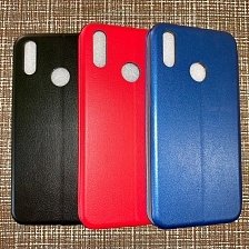 Чехол книжка для HUAWEI Honor 8C, экокожа, визитница, цвет синий.