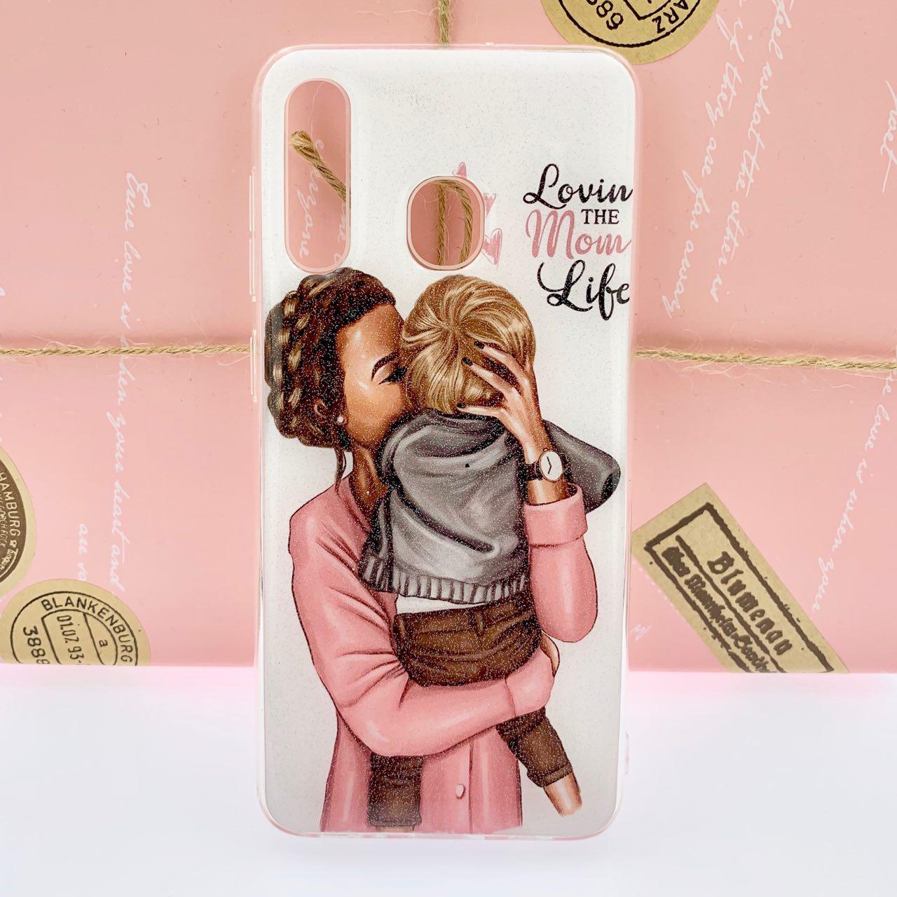 Чехол накладка для SAMSUNG Galaxy A30 (SM-A305), силикон, глянец, рисунок LOVIN THE MOM LOVE.