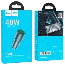 АЗУ (Автомобильное зарядное устройство) HOCO Z60, 48W, 1 Type C, 1 USB A, PD30W, QC3.0, Led подсветка, цвет черный