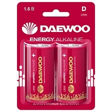 Батарейка DAEWOO ENERGY LR20 D BL2 Alkaline 1.5V