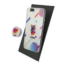 Чехол накладка для APPLE iPhone 6, 6G, 6S, силикон, фактурный глянец, с поп сокетом, рисунок Likee