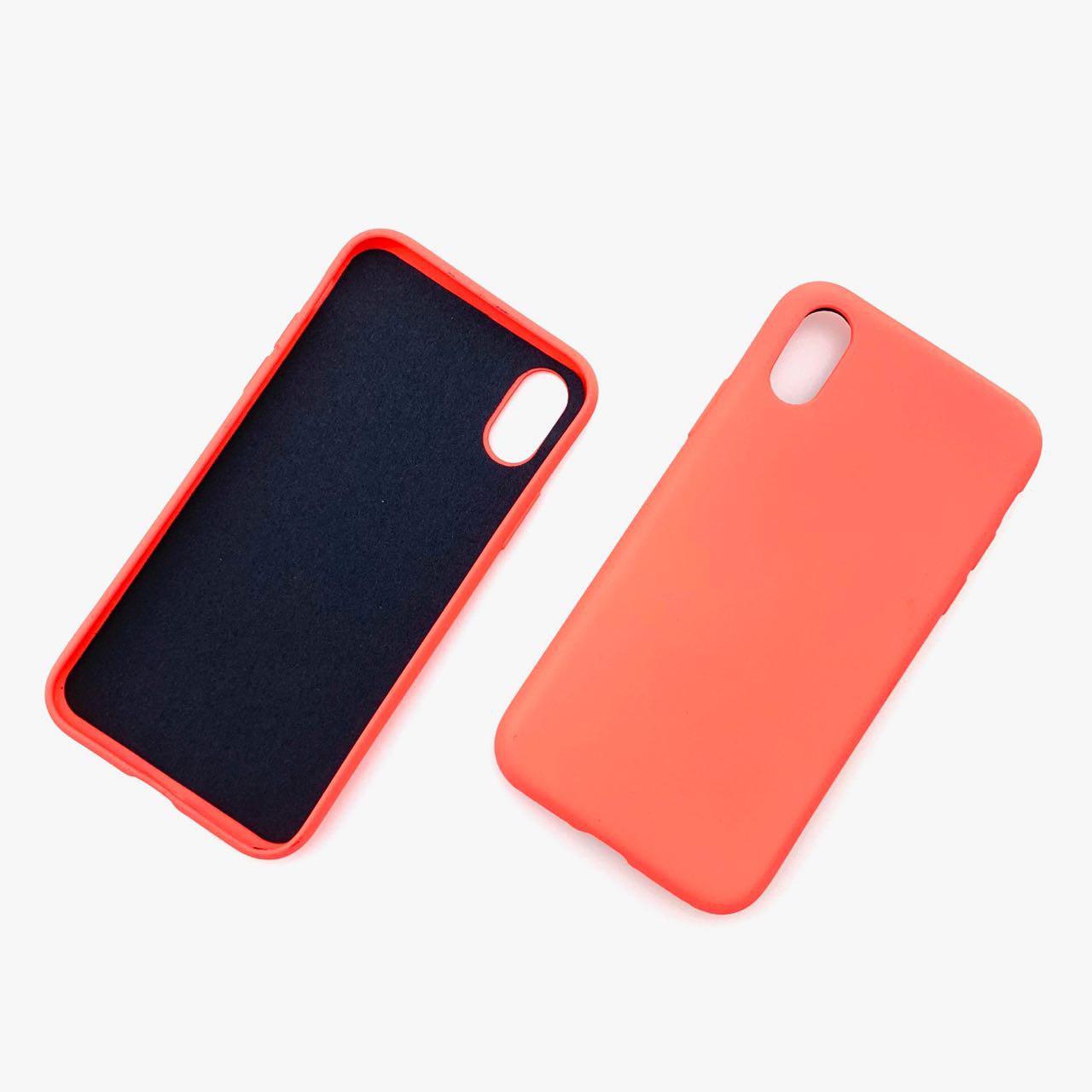 Чехол накладка для APPLE iPhone X, XS, силикон, цвет розовато персиковый.