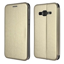 Чехол книжка STYLISH для SAMSUNG Galaxy J3 2016 (SM-J310), экокожа, визитница, цвет золотистый