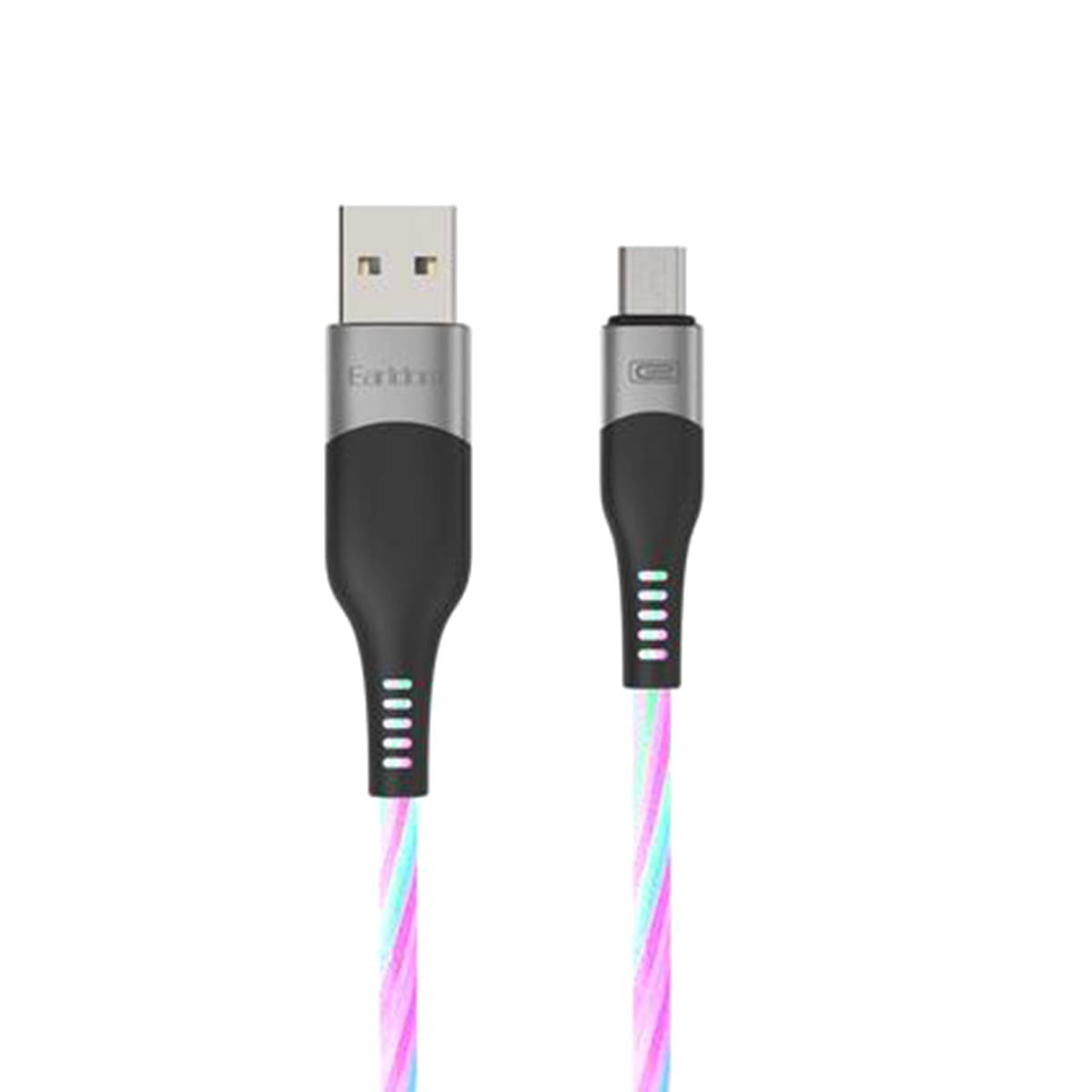 Кабель с подсветкой Earldom EC-096M USB Micro USB, 2.4А, длина 1 метр, силикон, цвет голубой