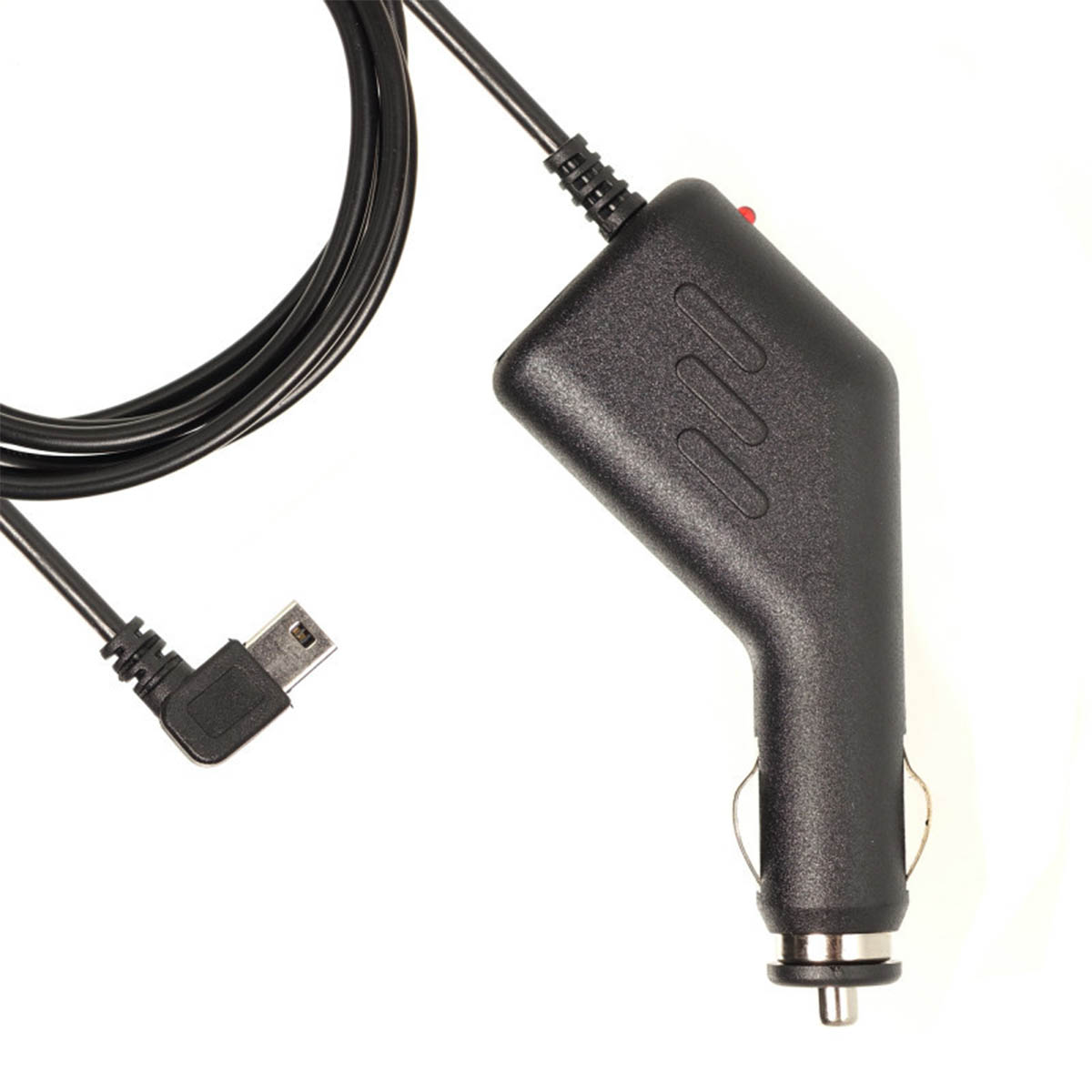 АЗУ (Автомобильное зарядное устройство) LP6 V3 с кабелем Mini USB, длина 1.5 метра, угловой штекер, цвет черный