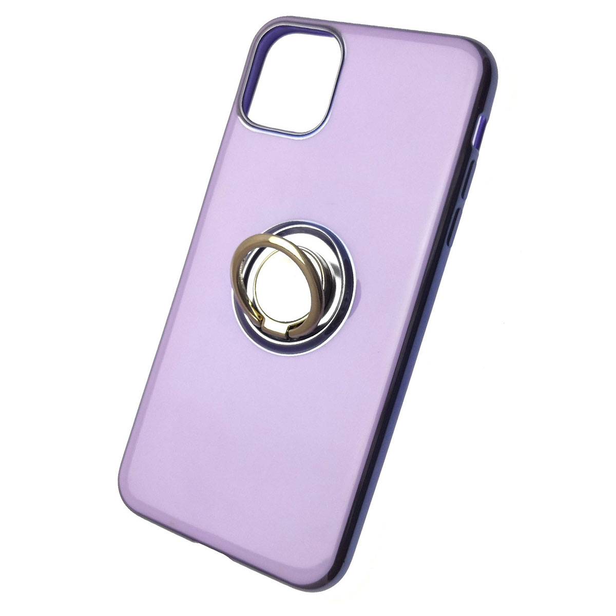 Чехол накладка для APPLE iPhone 11 Pro MAX, силикон, глянец, с лого, с кольцом, цвет светло фиолетовый.