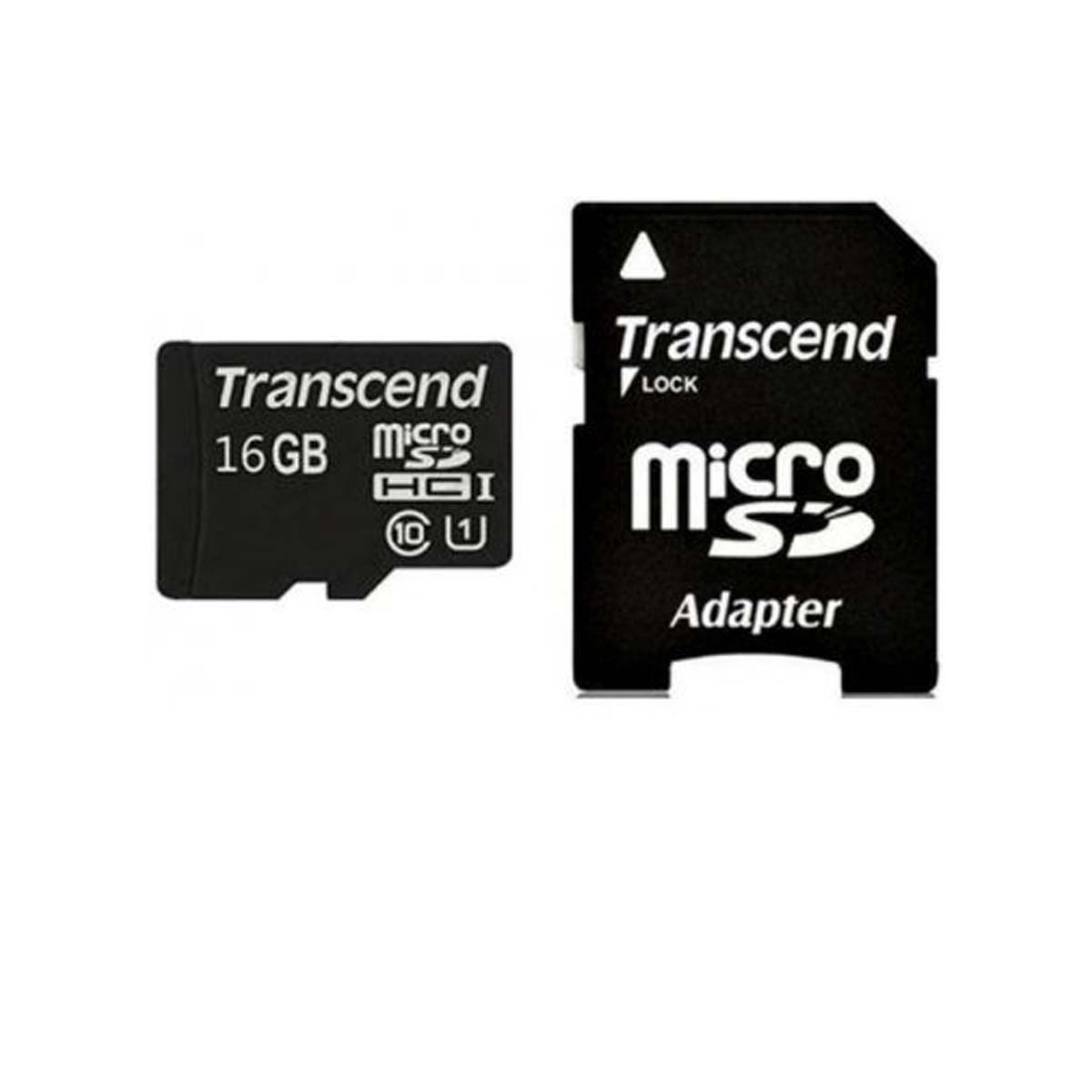 Карта памяти MRM Transcend MicroSDHC 16GB Class 10 + SD адаптер, цвет черный