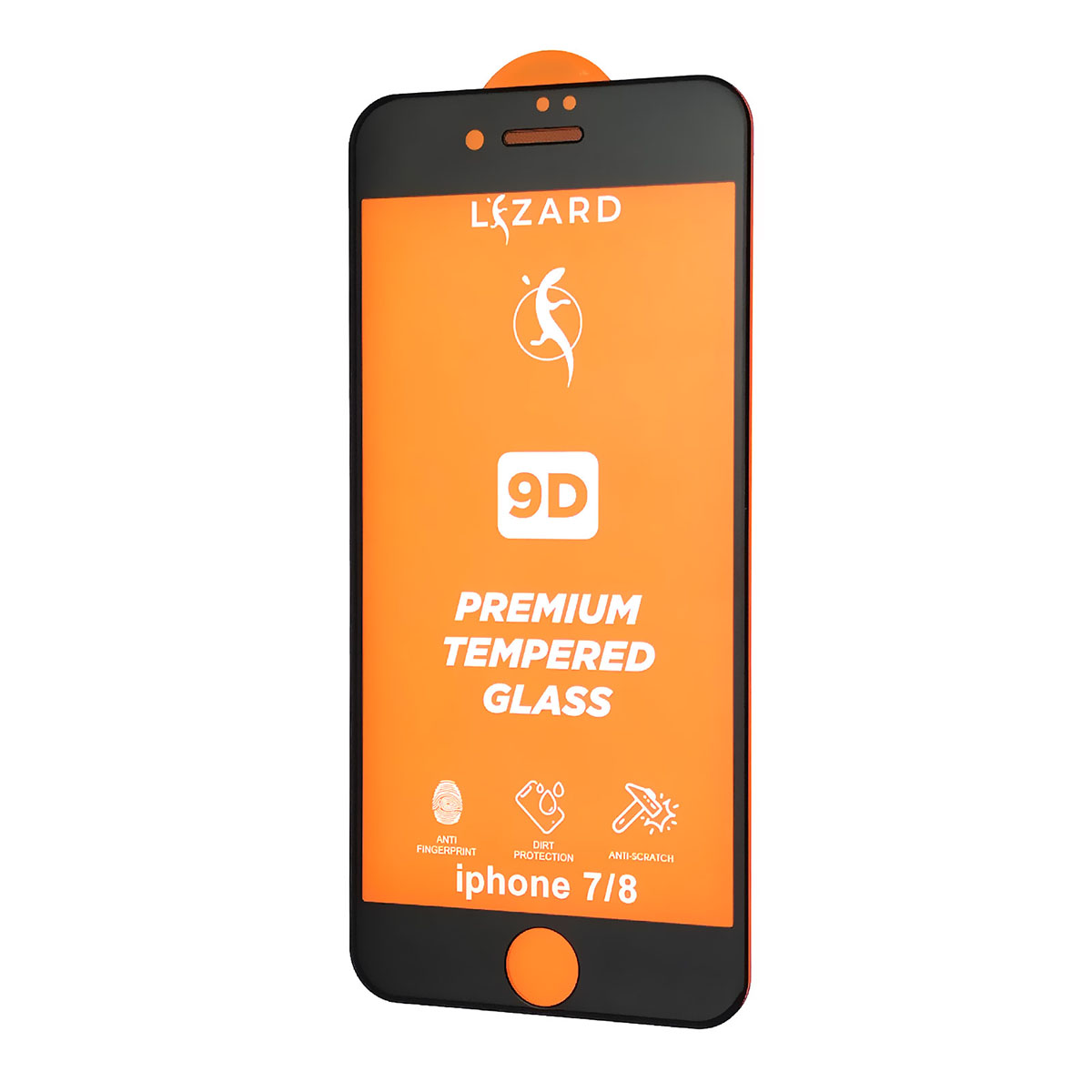 Защитное стекло 9D Lizard для APPLE iPhone 7, iPhone 8, цвет окантовки черный