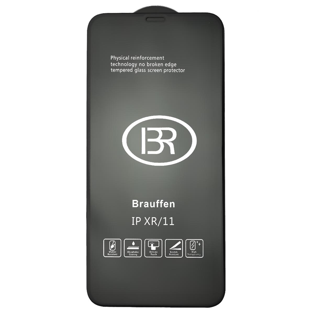 Защитное стекло 9H BRAUFFEN для APPLE iPhone XR, iPhone 11 (6.1"), цвет окантовки черный