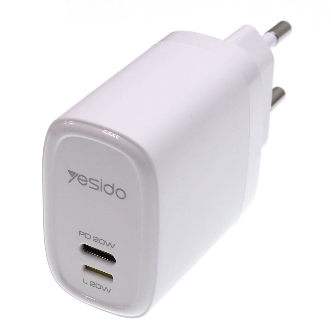 СЗУ (Сетевое зарядное устройство) YESIDO YC44 с кабелем USB Type C на Lightning 8 pin, 20W, 1 USB Type C, 1 Lightning 8 pin, длина 1 метр, цвет белый