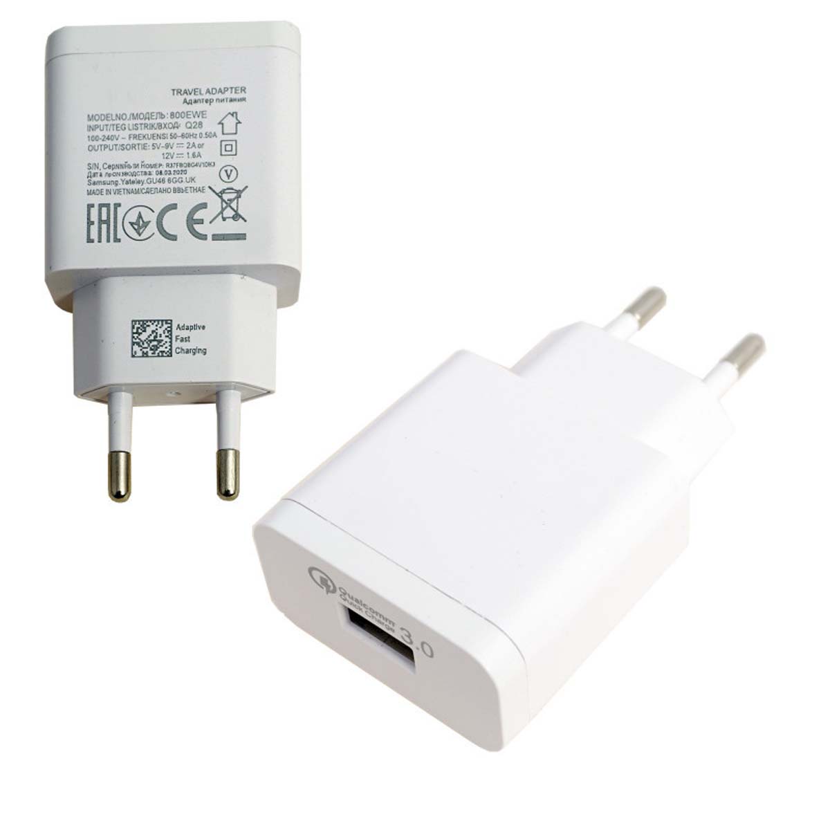 СЗУ (Сетевое зарядное устройство) MRM S9 (800EWE), 3A, 1 USB, QC3.0, цвет белый