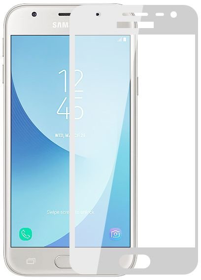 Защитное стекло 2D для Samsung J3 (2017) в техпаке, цвет белый.
